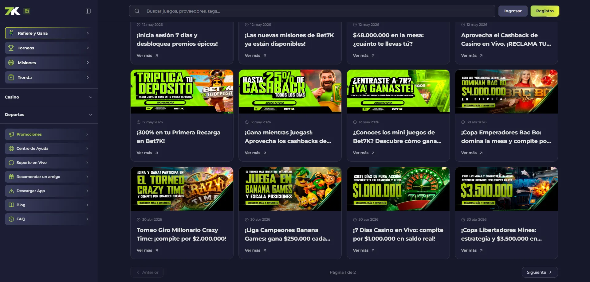 Bet7k bono de bienvenida 2026 — giros gratis y cashback semanal